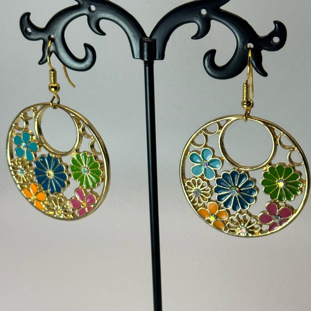 Elegant Blue Crystal Drop Earrings